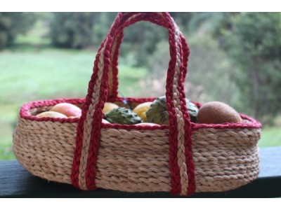 Gathering Basket/Doll Basket Jute Red Trims(OUT OF STOCK)